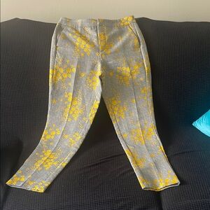 Zara Gray and Yellow Cropped Pants